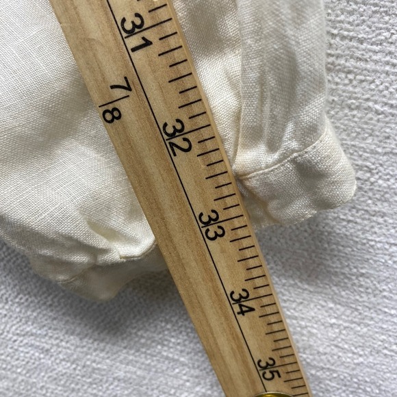 J Jill 100% Linen Button Up Shirt Womens XL Cream Long Sleeve Casual Top - Picture 8 of 10